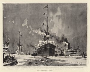 来たるアメリカカップのレース、トーマスリプトン卿のニューヨーク到着 作： Charles Edward Dixon